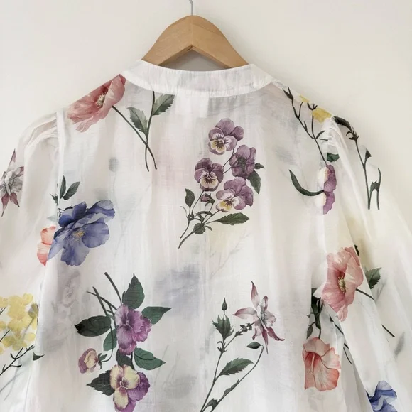 Bailey 44 White Sheer Floral Button-Up Blouse, Size S - Picture 11 of 16